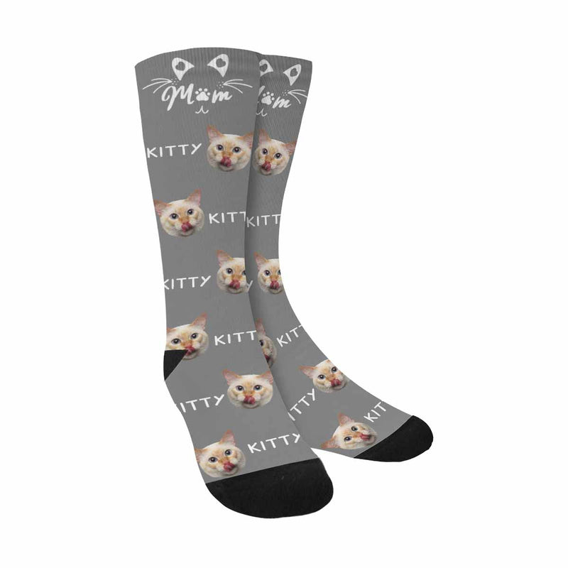 Custom Socks Face Socks & Name with Cat Faces Personalized Socks Face Socks for Grandfather