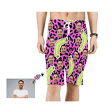 Custom Father Face Banana Leopard Print Men's Beach Shorts