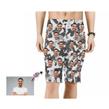 Custom Father Face Black and White Camo Men's Beach Shorts