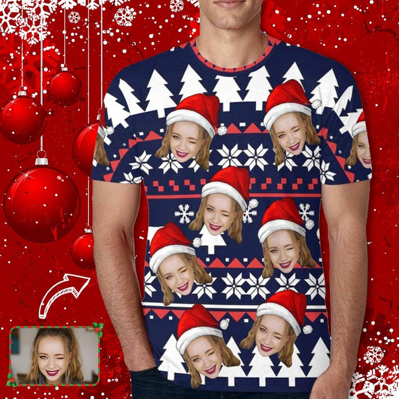 Custom T-shirt with Face Love Christmas Made for You Custom T-shirt Add Your Own Design Image