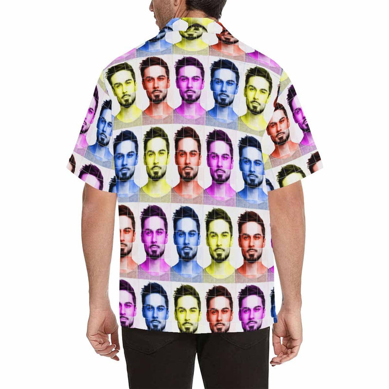 Custom Father Face Rainbow Men's All Over Print Hawaiian Shirt