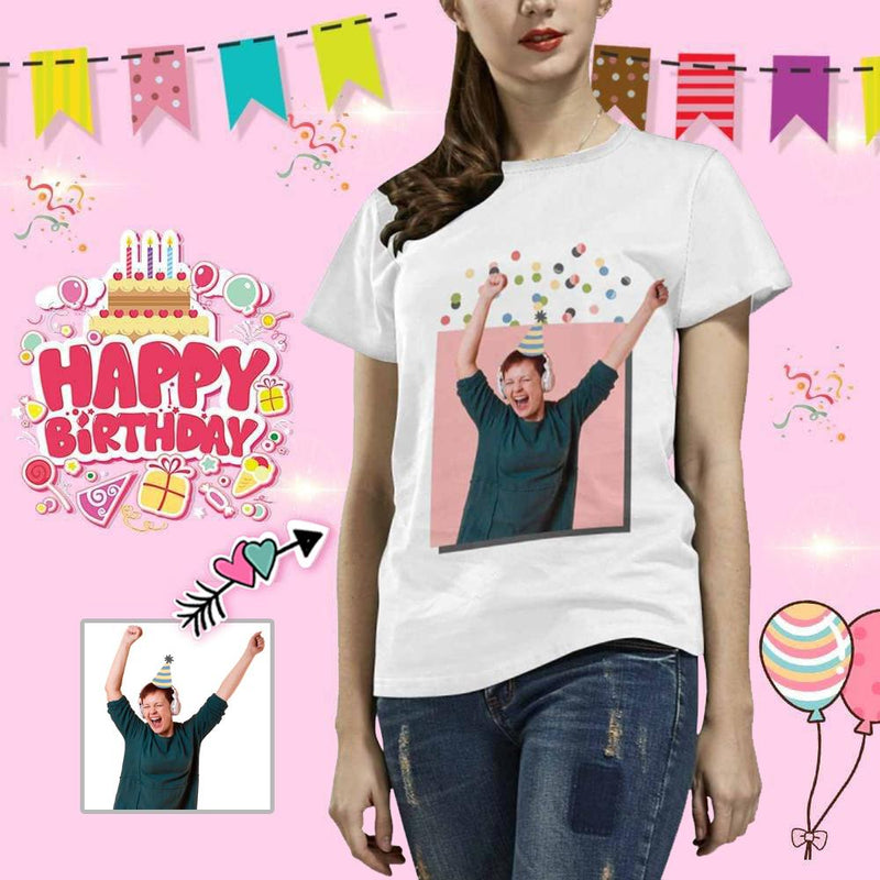 Custom Photo Exciting Headset Birthday Women's All Over Print T-shirt