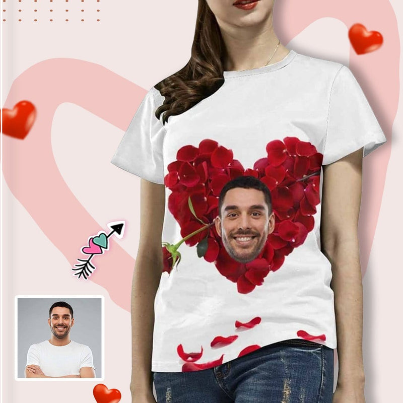 Custom Face Marriage Rose Women's All Over Print T-shirt