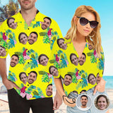 Hawaiian Shirts with Girlfriend Faces on Them Flower Birds Face Aloha Shirt Gift for Boyfriend/Husband