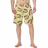 Custom Face Floral Pattern Personalized Photo Men's Elastic Beach Short