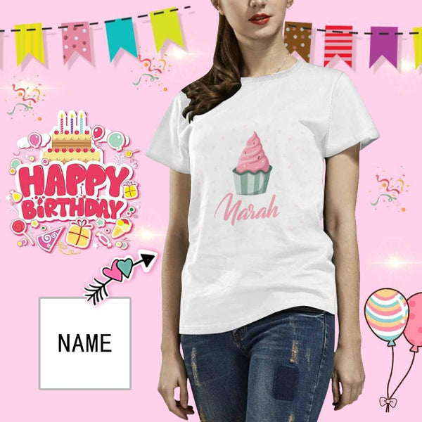 Custom Name Delicious Cupcake Birthday Women's All Over Print T-shirt