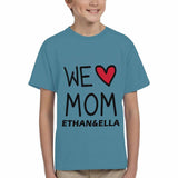 Custom Name We Love Mom Blue Kid's All Over Print T-shirt