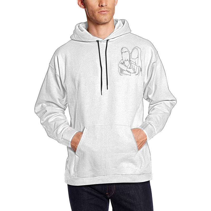 Custom Portrait Outline Shirt, Line Art Photo Shirt For Male, Custom Men's All Over Print Hoodie, Photo Outline Outfit For Couple