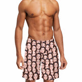 Custom Face Seamless Men's Mid Length Swim Trunks Bathing Suit