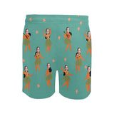 Custom Face Hawaiian Style Men's Quick Dry Swim Shorts, Personalized Funny Swim Trunks