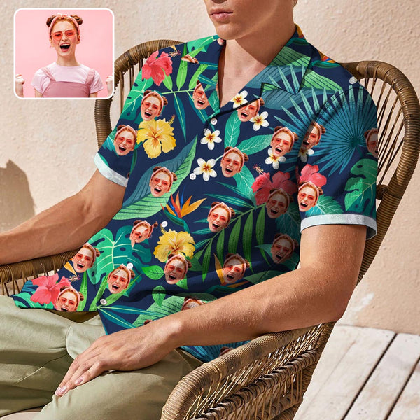 Custom Face Plant Camp Collar Hawaiian Shirt Personalized Men Photo Tropical Aloha Shirt