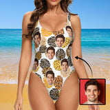 Custom Face One Piece Swimsuit Personalized Tank Top U-Neck Face Swimsuit