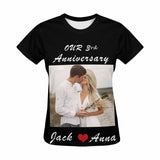 Custom Photo&Year&Name Kiss Anniversary Women's All Over Print T-shirt