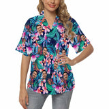 Custom Face Red Flower Women's Hawaiian Shirts