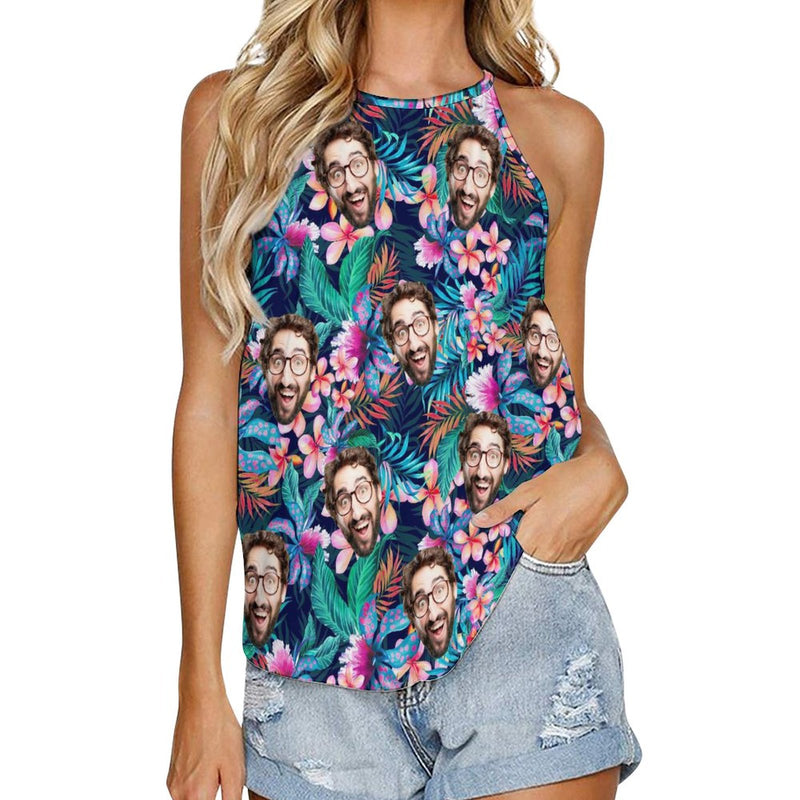 Custom Face Plant Crew Neck Vest Personalized Photo Women Vest T-shirt