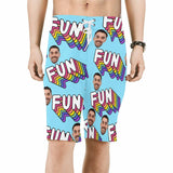 Custom Father Face Rainbow Fun Men's Beach Shorts