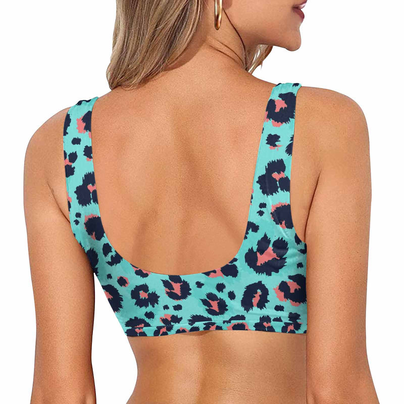 Sport Top-Custom Boyfriend Face Personalized Leopard Print Bikini Swimsuit Top