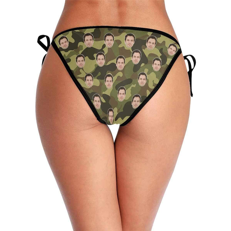 Custom Boyfriend Face Camouflage Personalized Bikini Swimsuit Bottom