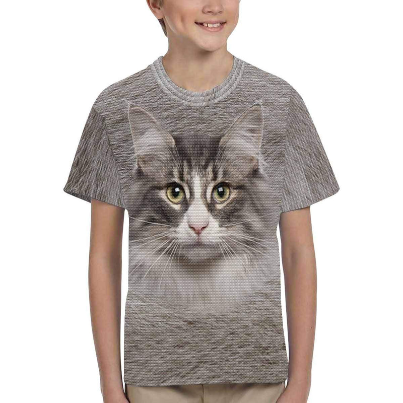 Custom Photo Cute Cat Face Kid's All Over Print T-shirt