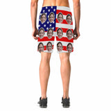 Custom Face Flag Red Stripes Men's Elastic Beach Shorts