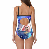 Custom Husband Face Shark Women's Slip One Piece Swimsuit