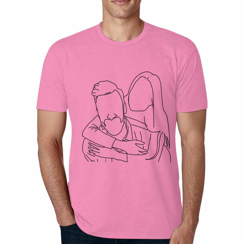 Custom Portrait Outline Shirt, Line Art Photo Shirt For Male, Custom Men's All Over Print T-shirt, Photo Outline Outfit For Couple