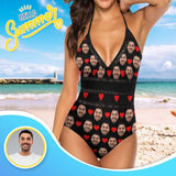 Custom Face Swimsuit Red Heart Personalized Women's New Strap One Piece  Bathing Suit Honeymoons For Her