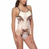 Custom Face Swimsuit Funny Photo Personalized Women's Slip One Piece Bathing Suit Birthday Girlfriend Gift