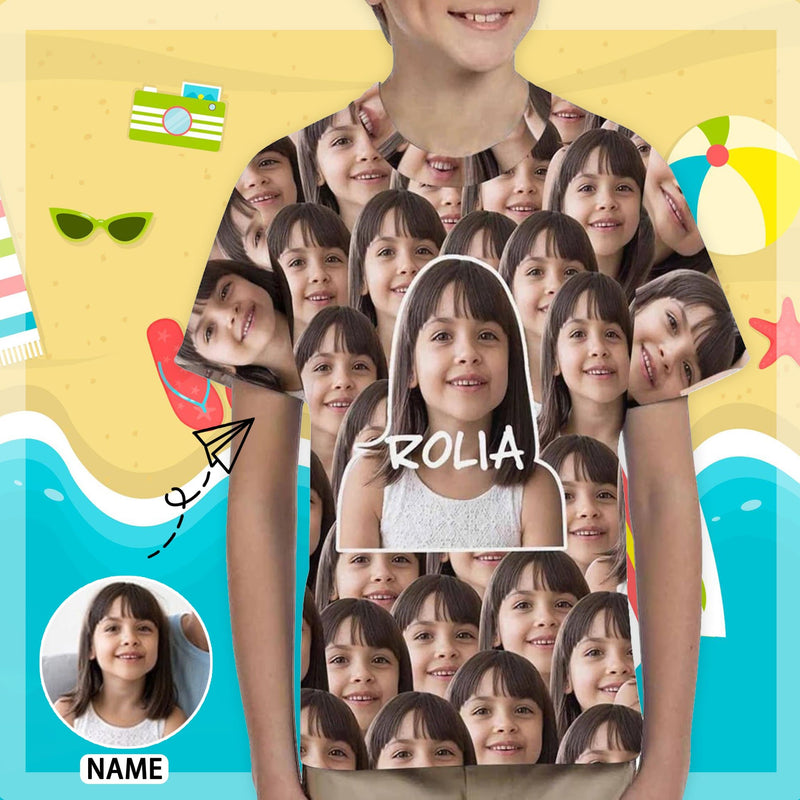 Custom Photo&Name Kids Kid's All Over Print T-shirt