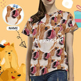 Custom Photo&Name Dog Women's All Over Print T-shirt