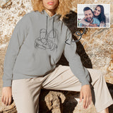 Custom Portrait Outline Shirt, Line Art Photo Shirt For Female, Custom Women's All Over Print Hoodie, Photo Outline Outfit For Couple