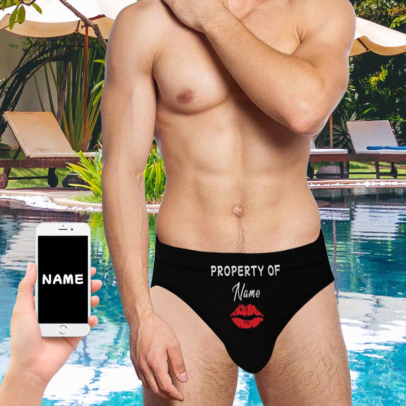 Custom Name Property & Hot Lips Quick Dry Stretch Swimming Briefs