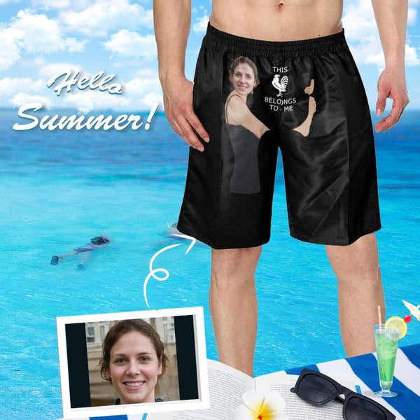 Custom Face Belongs to Me Personalized Photo Men's Elastic Beach Short