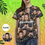 Custom Photo&Name Gril Women's All Over Print T-shirt