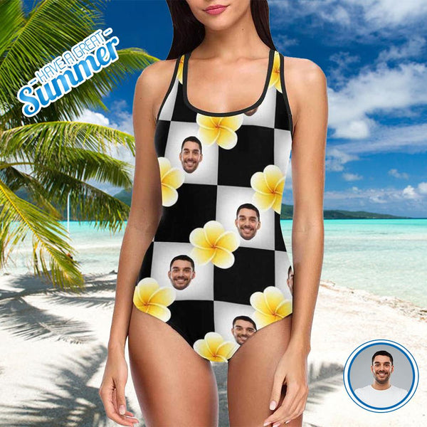 Custom Face Lattice Women's Tank Top Bathing Swimsuit