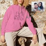 Custom Portrait Outline Shirt, Line Art Photo Shirt For Female, Custom Women's All Over Print Hoodie, Photo Outline Outfit For Couple