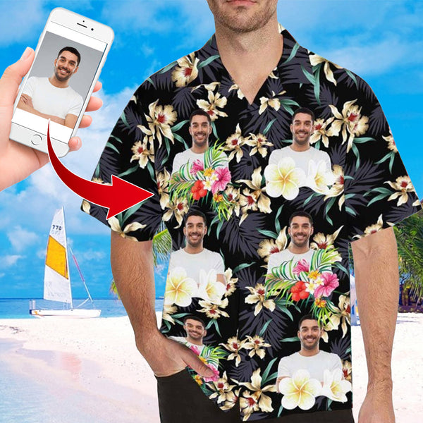 Custom Face Hawaiian Shirt Funny Photo Hawaiian Shirt for Husband Personalized Hawaiian Shirt Photo Tropical Aloha Shirt For Men