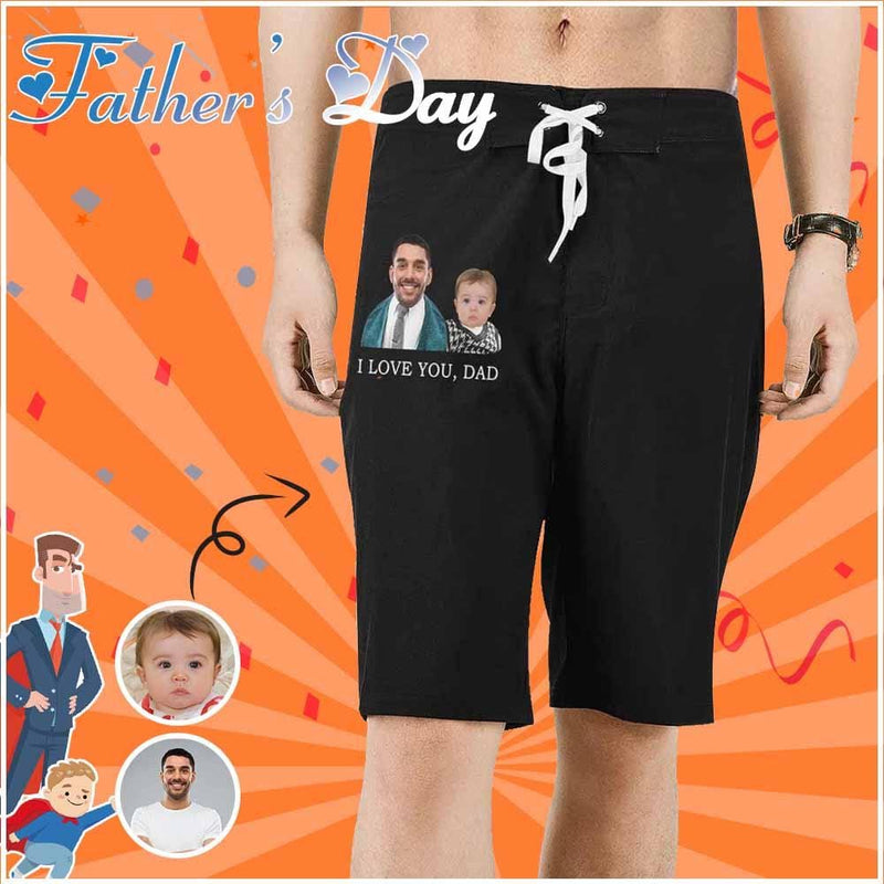 Custom Face Love You Dad Men's All Over Print Beach Shorts