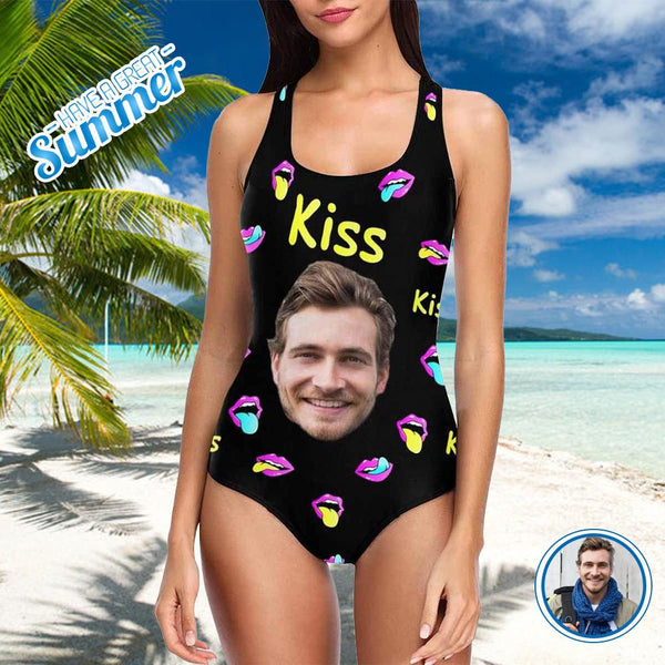 Custom Face Kiss Lip Women's One Piece Swimsuit