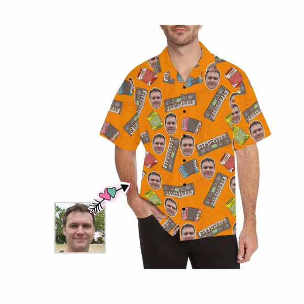 Custom Father Face Keyboard Men's All Over Print Hawaiian Shirt