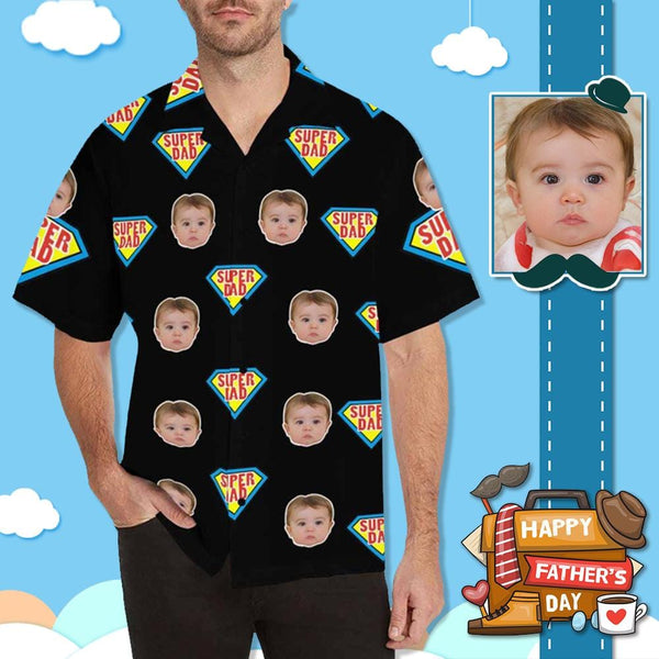 Custom Face Super Dad Baby Men's All Over Print Hawaiian Shirt