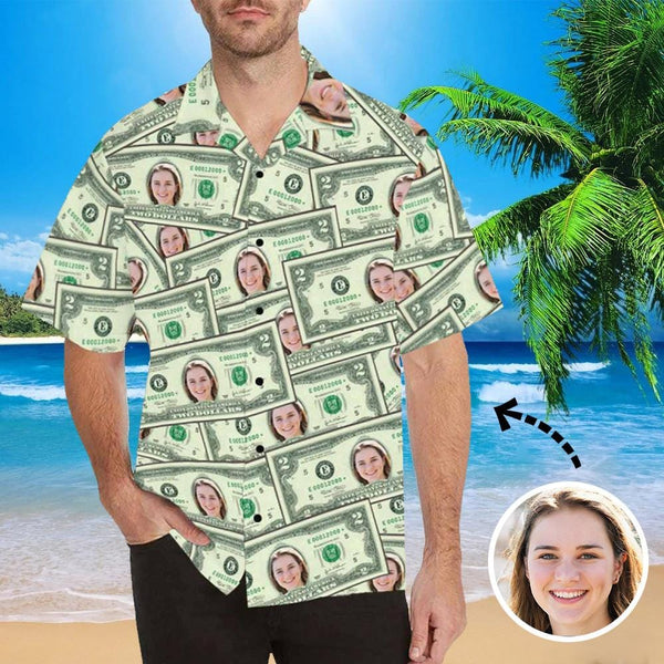 Personalized Hawaiian Shirts with Face Money Print All Over Print Hawaiian Shirt for Boyfriend or Husband