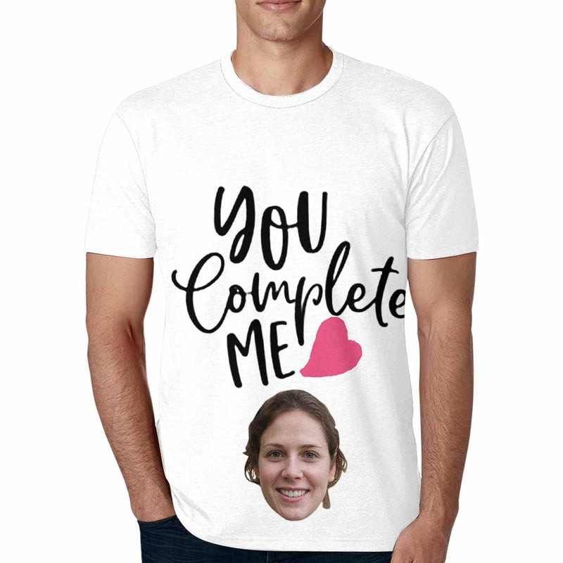 Custom Face You Complete Me Pink Love Men's All Over Print T-shirt