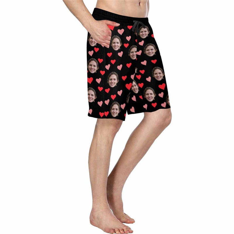 Custom Face Beautiful Love Men's All Over Print Casual Shorts