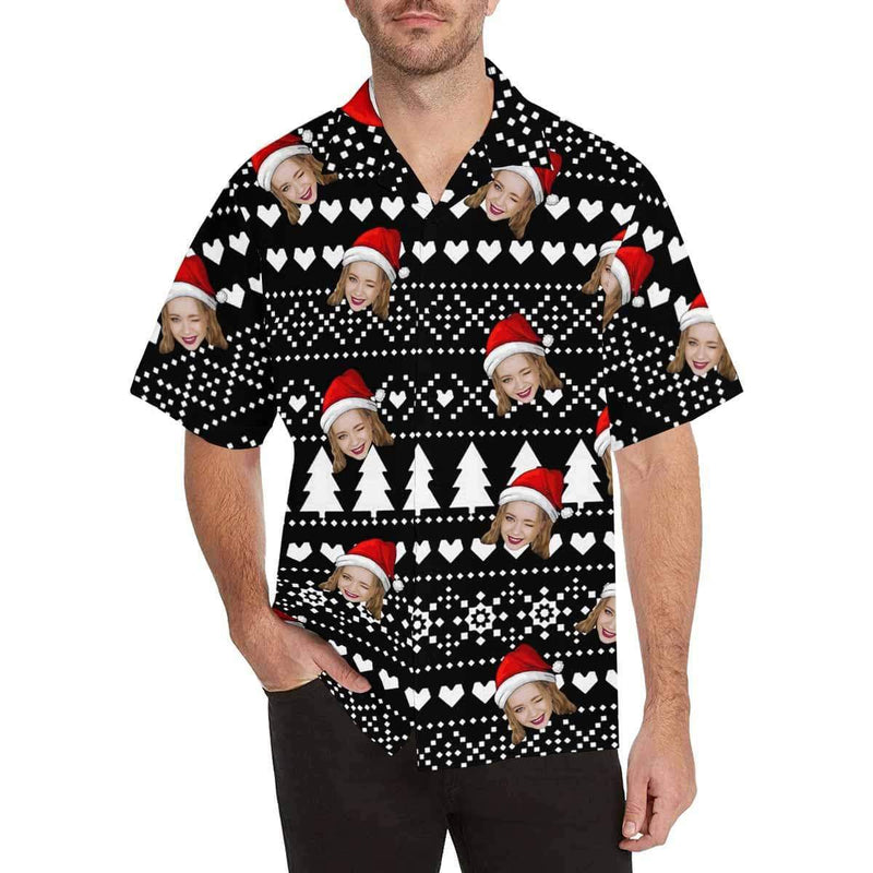 Custom Hawaiian Shirts with Face Snow  Christmas Design Your Own Shirt Special Gift for Him