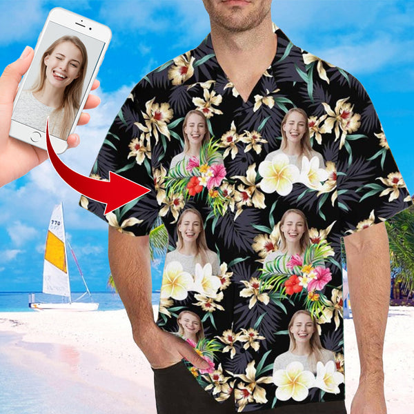 Custom Face Hawaiian Shirt Funny Photo Hawaiian Shirt for Husband Personalized Hawaiian Shirt Photo Tropical Aloha Shirt For Men