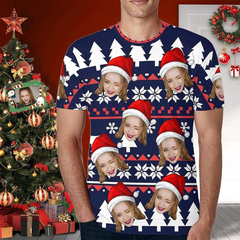 Custom T-shirt with Face Love Christmas Made for You Custom T-shirt Add Your Own Design Image