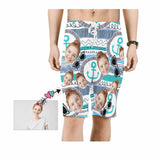 Custom Face Glasses Personalized Photo Men's Beach Short-Drawstring Short