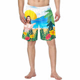 Custom Face Sunset Lover Personalized Photo Men's Elastic Beach Short