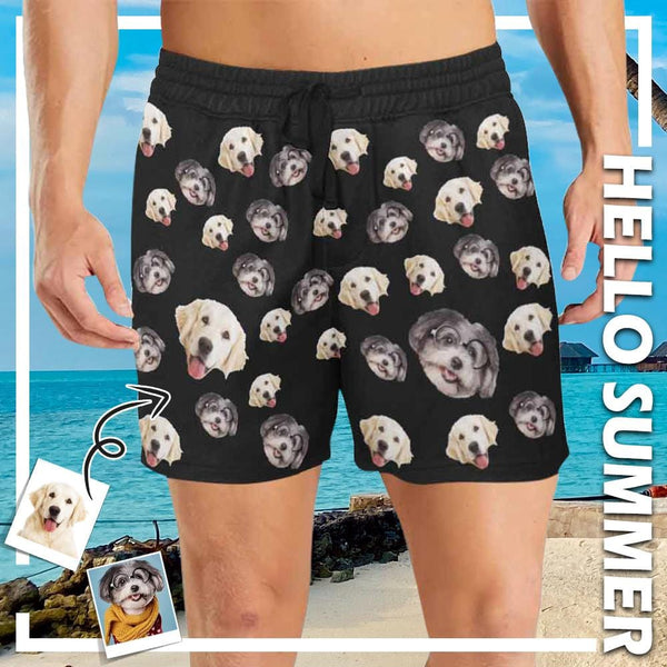 Custom Two Face Men's Quick Dry Swim Shorts, Personalized Funny Swim Trunks